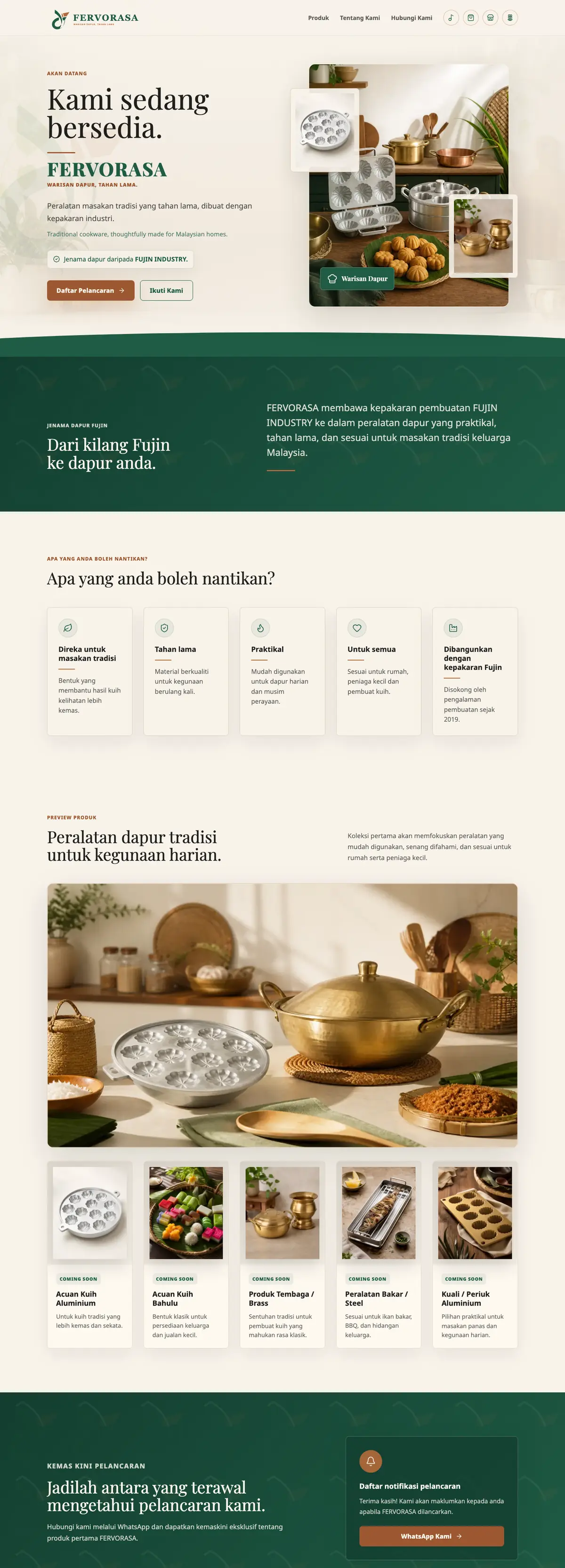 Fervorasa website, captured from the live site